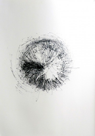 dessin 2, dispositif avec tour électrique, marqueur sur papier, 100x70cm, 2013