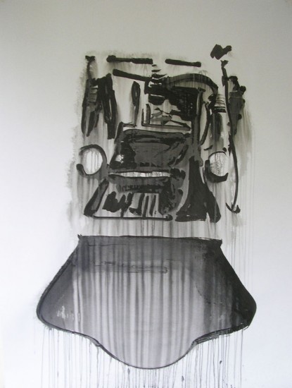 Train, encre de chine sur papier, 200x150 cm